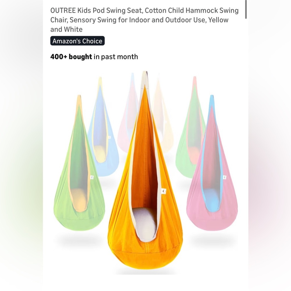 Colorful Kids Pod Swing Seat